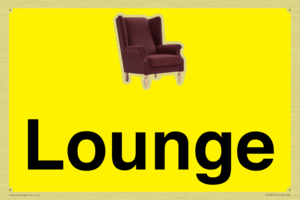 Lounge Dementia Friendly Yellow SIgn